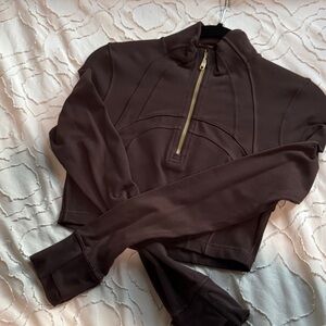 Espresso Cropped Define Long Sleeve Half Zip - Size 4